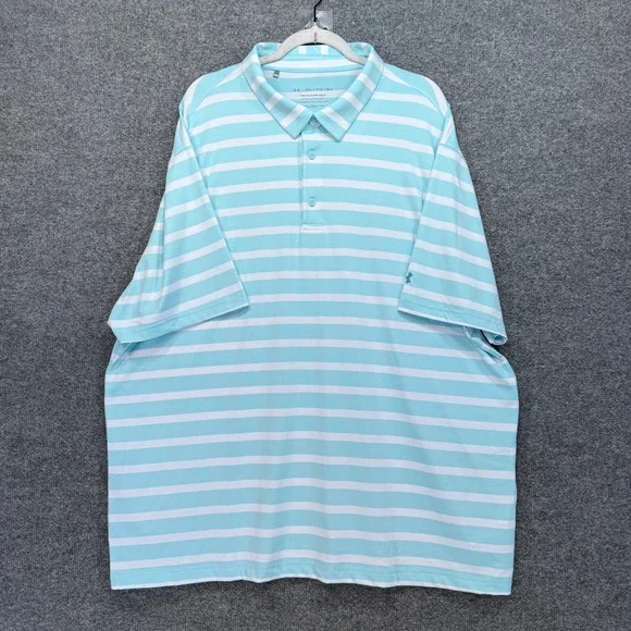 Under Armour Playoff Polo Men 3XL Blue Striped Short Sleeve Golf Athletic Shirt - Picture 1 of 6